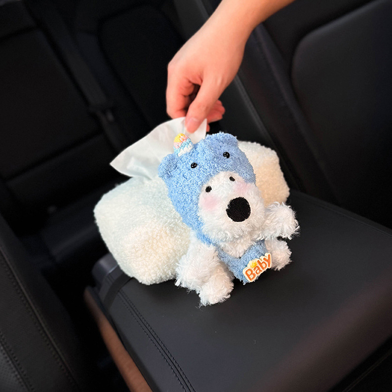 2025 New Model West Highland Car Tissue Box, Car Armrest Box Tissue Holder, In-Car Seat-Style Tissue Bag, Cute for Women