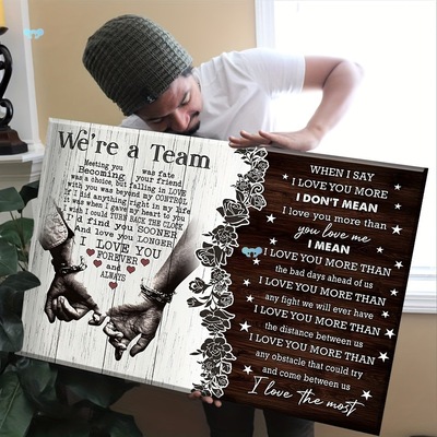 1pc Wooden Framed Personalized Couple Canvas We're A Team|ru
