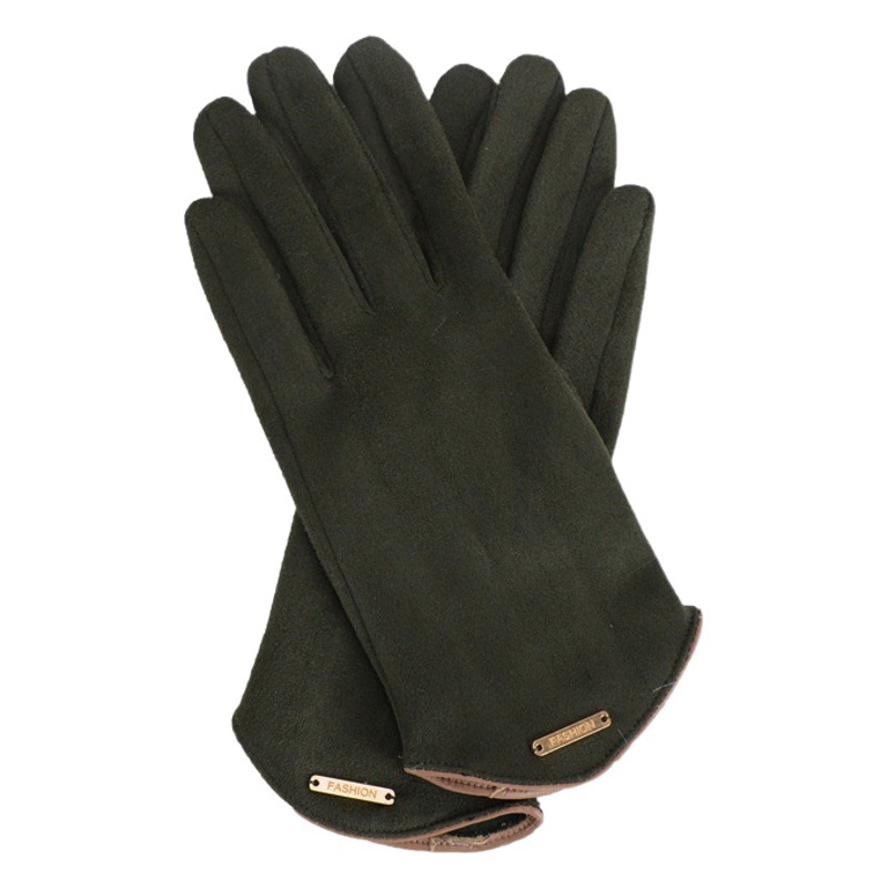 Nuevos guantes de gamuza para mujer invierno forrado de lana cálido a prueba de frío estilo coreano ins estudiantes pantalla táctil conducción al por mayor