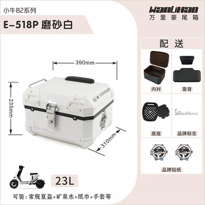 Motorcycle trunk — B2 Maverick B200 electric vehicle - b2-calfskin-matte-white-518p-lining-double-black-backrest