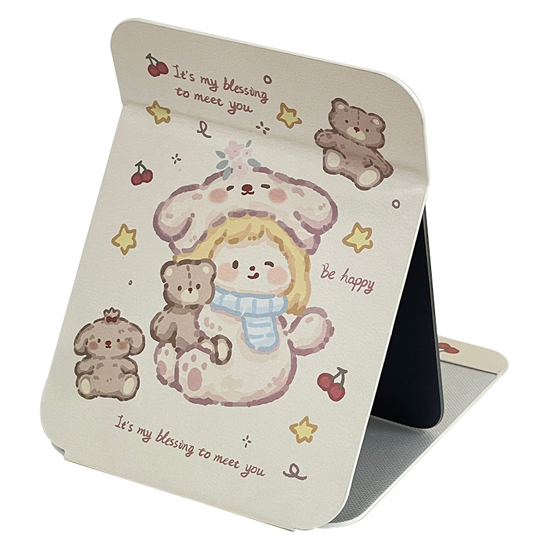 Autumn Bear in wind espejo plegable espejo de maquillaje de escritorio estudiante viaje a casa dormitorio vestidor espejo portátil niños