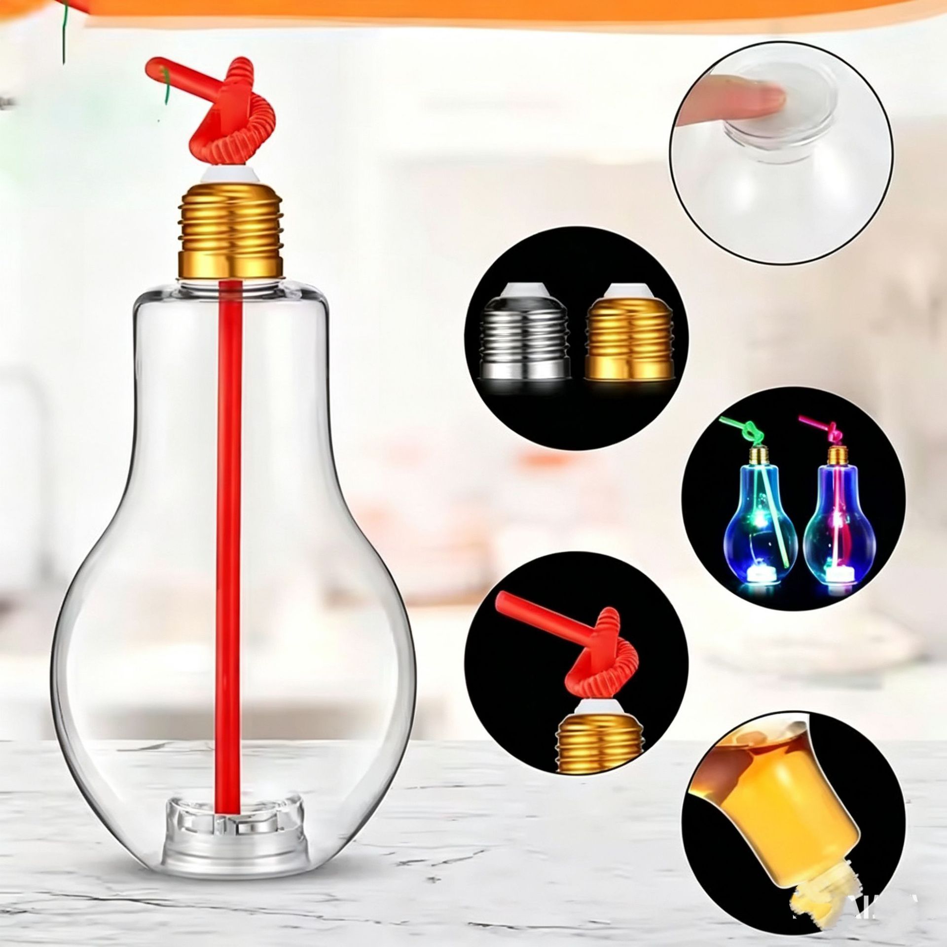 Amazon 500ml engrosado y transparente LED botella de bombilla de luz DIY botella de bebida PET image 4