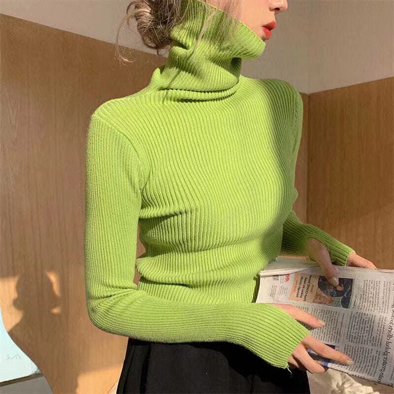 Turtleneck thickened pullover sweater for women, 2023 autumn and winter new style, stylish and versatile long-sleeved top