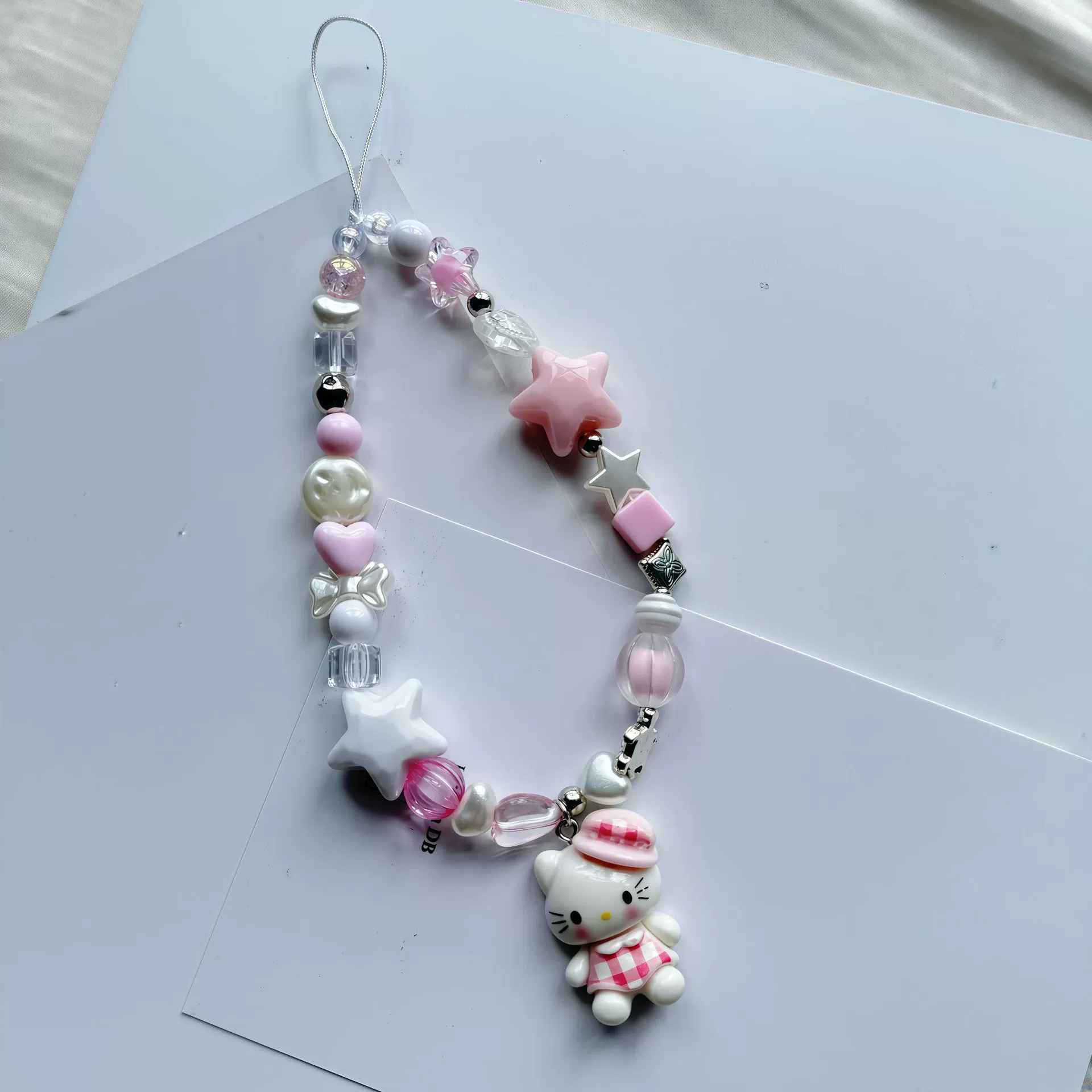 Корейский розовый браслет KT с допаминовыми бусинами, ремешок для мобильного телефона, брелок для ключей, подвеска для камеры CCD, подвесная цепочка