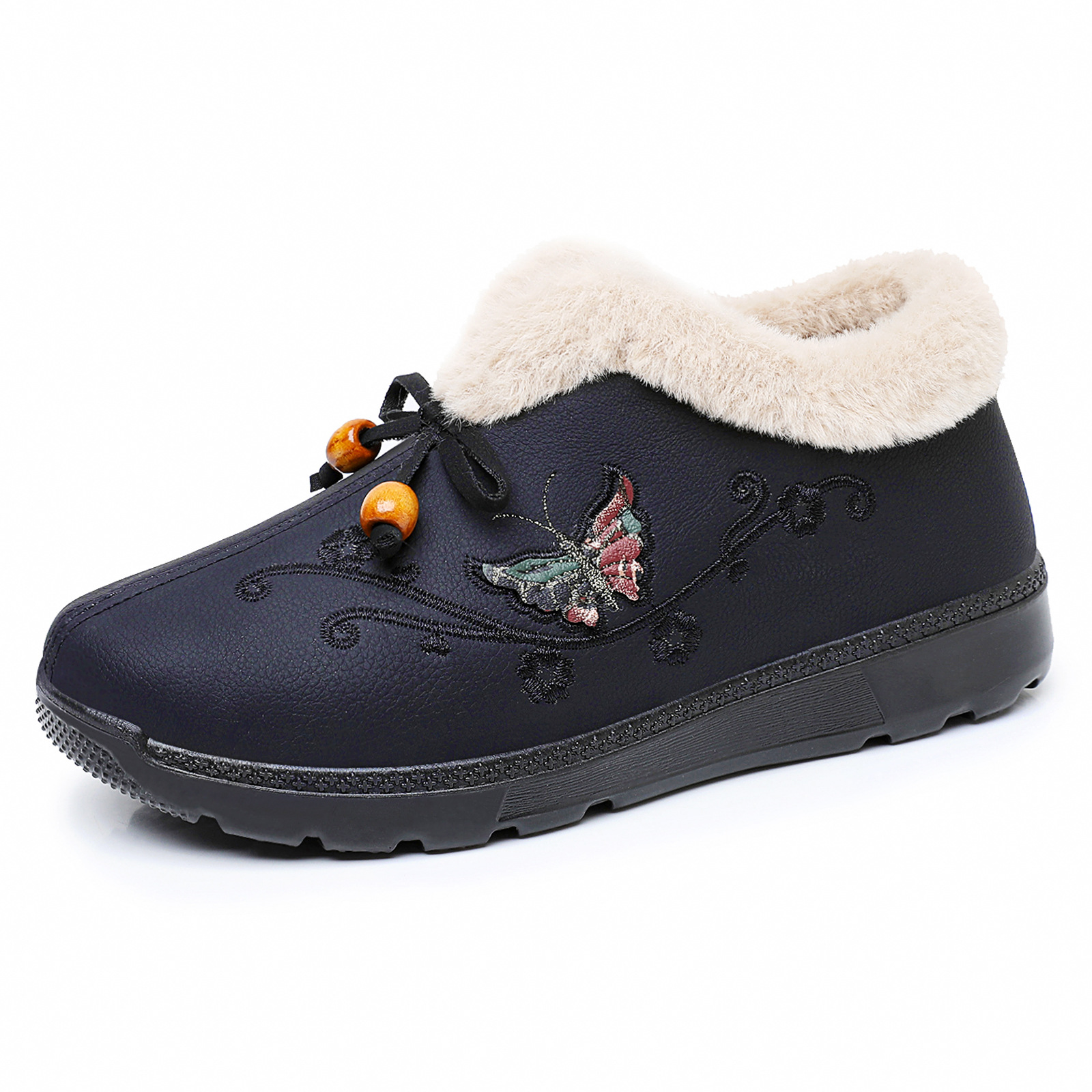 Zapatos de algodón de invierno para mujeres, botas de nieve cálidas, botas de algodón gruesas para hombres mayores, botas de algodón suaves, botas de mujer cómodas, botas de algodón ligeras y versátiles