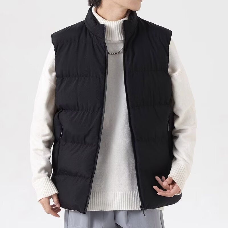 Chaleco de algodón sin mangas para hombres otoño y invierno chaleco de algodón caliente de collar de hombro chaqueta de hombre ropa de algodón de moda casual