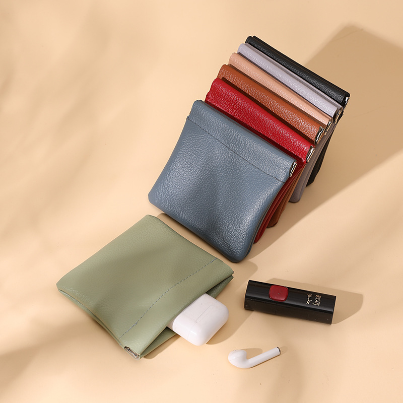 Lychee patrón automático cerrado metralla bolsa de almacenamiento de bolsillo de la moneda portátil lápiz labial bolsa de auriculares inalámbricos bolsa de almacenamiento de la Caja dominante