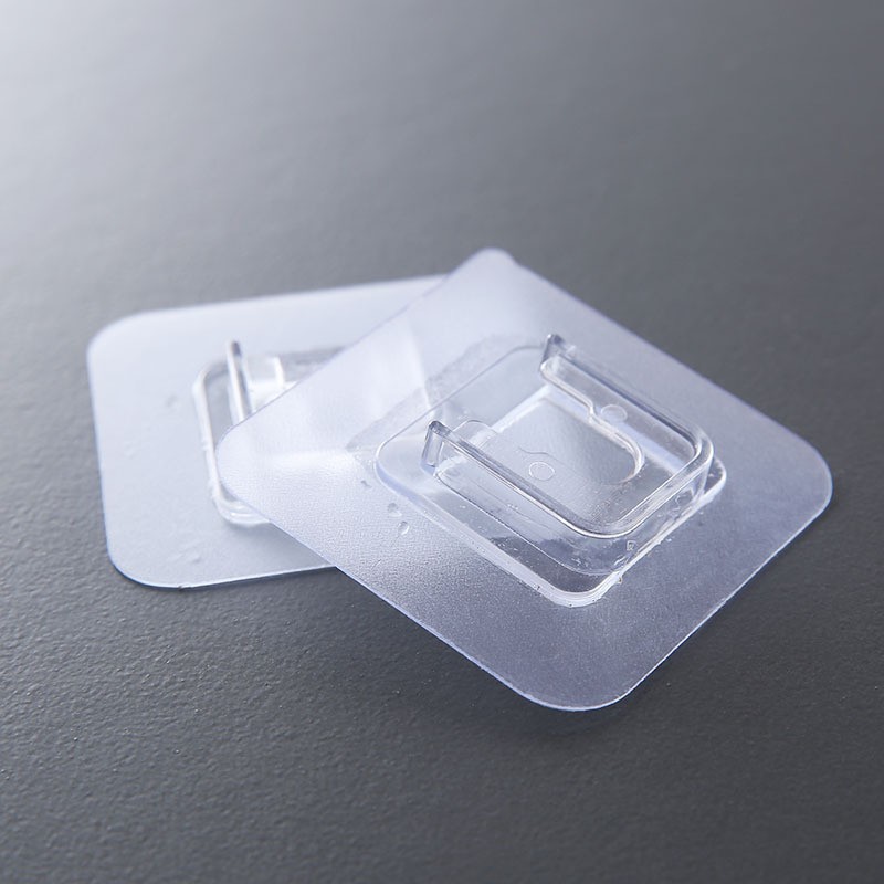 Gancho de Hebilla Adhesiva Macho y Hembra Plástico Transparente, Sin Perforación