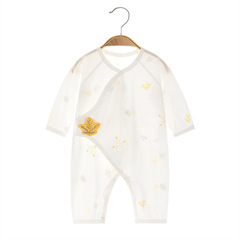 新生兒連體衣夏季嬰兒純棉薄款無骨衣服哈衣長袖寶寶夏款空調服