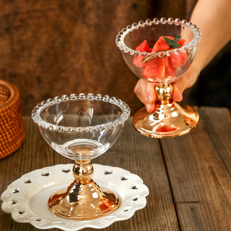 French-style tall dessert bowl, high aesthetic value ice cream bowl, sugar water bowl, glass bowl, dessert bowl, dessert cup