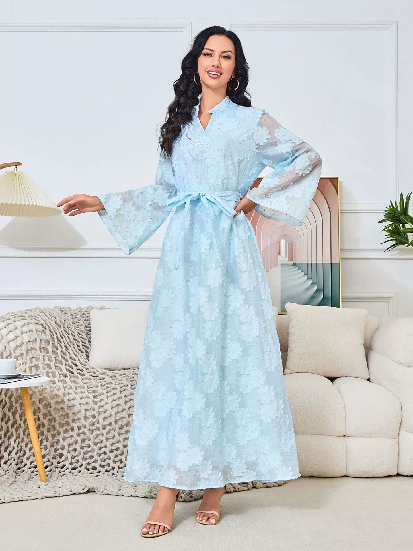 MT059 Европейский Jacquard Абаи: арабское мужское одеяние в элегантном национальном стиле