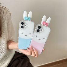 立体兔耳朵蝴蝶结兔子适用iPhone16苹果15ProMax/14/13手机壳新款