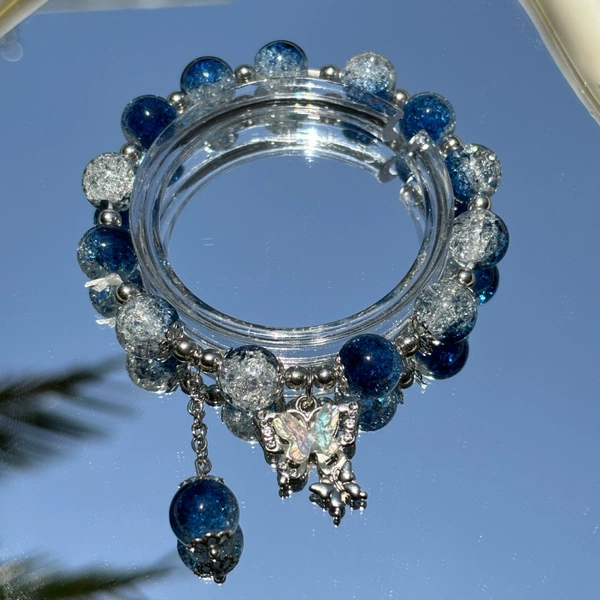 S012-Jade Broken Butterfly Bracelet [Deep Blue] #SZ270