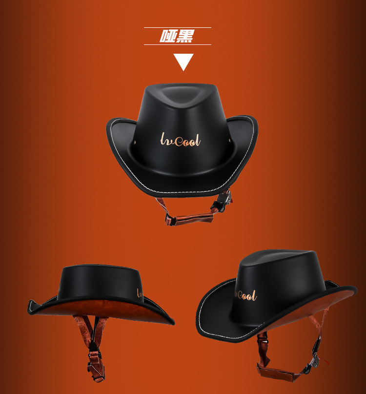 Half Helmet Retro Cowboy Hat Summer Riding Equestrian Travel Helmet