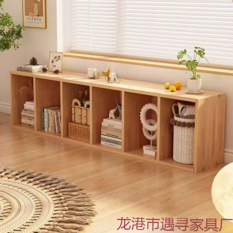实木飘窗柜矮柜地柜家用置物架落地日式书柜收纳柜子储物格子柜厂