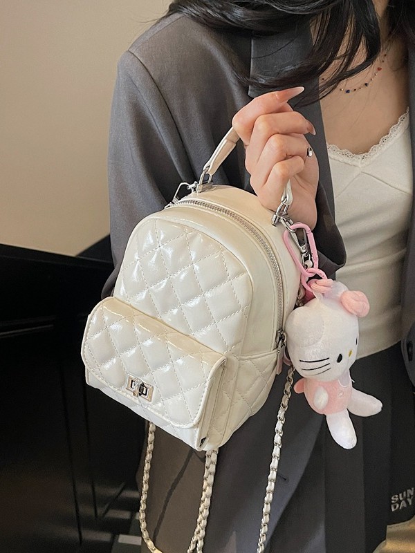 Bolsos para mujer 2025 nueva versión coreana de la mochila pequeña de la moda Lingge de alta gama de la fragancia pequeña bolsa de mensajero de cadena multiusos