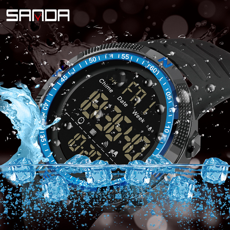 SANDA 6014 multifunción LED reloj electrónico impermeable reloj deportivo para hombre reloj de moda para estudiantes