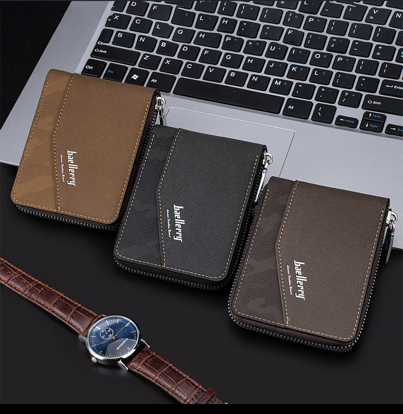 60g Weight Polyester Lining Material Zipper Closure Type Small Wallets Bags Type 1 Piece Quantity Casual, Daily Occasion Pu Leather Material Solid Color Pattern All Seasons Season Men's Gender Basic Style Square Shape Men's Solid Color Pu Leather Zipper Small Wallets 1