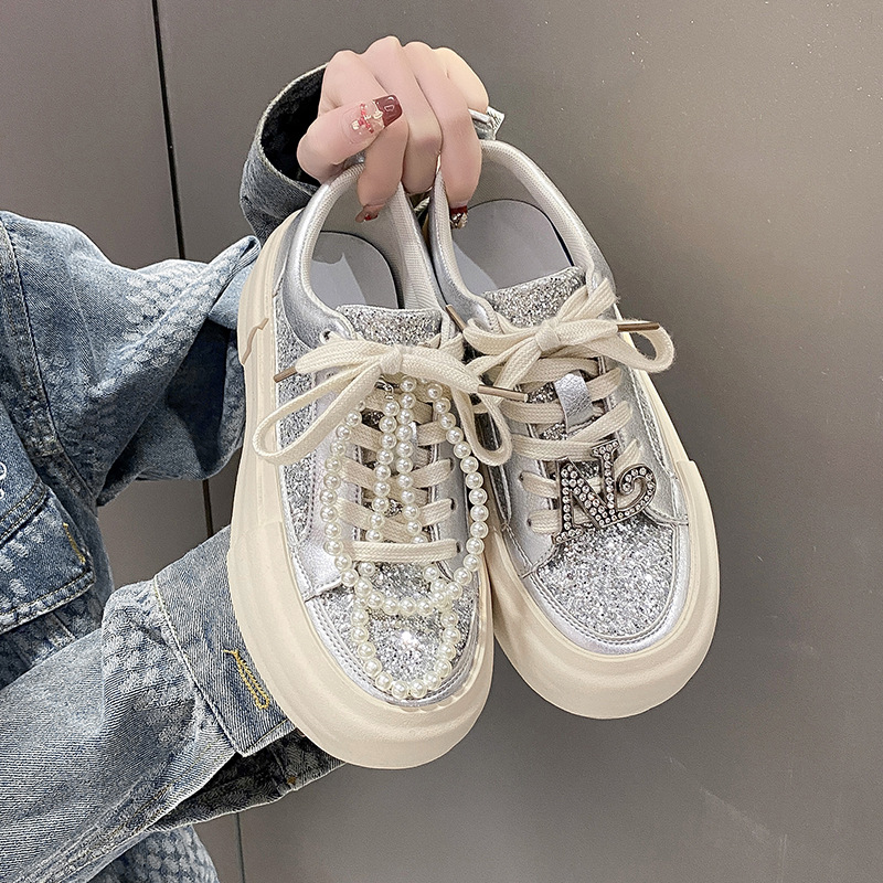 Women's Sneakers 2025 New Versatile Silver Sports Casual Shoes German Training Shoes Women's 2026 New Spring and Autumn Hot Style