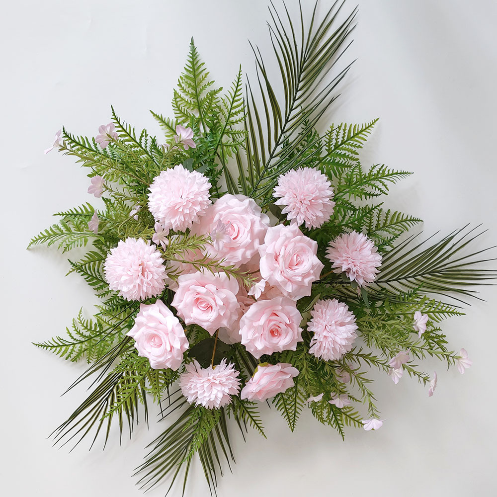 Flores de simulación decorativas arco transfronterizo guía flor de bienvenida tarjeta de agua rosa flores de fondo de boda