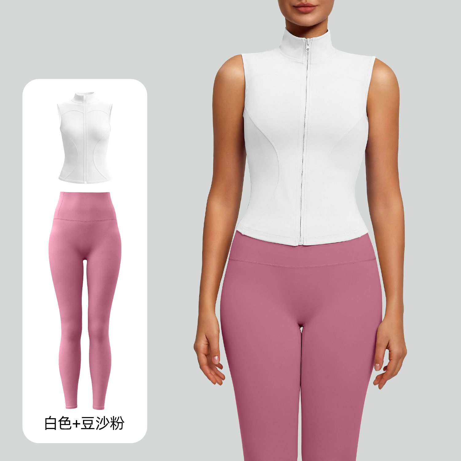 Juyitang nuevo traje ajustado sin mangas con cuello alto, delgado, transpirable y delgado, traje de yoga para correr y fitness image 6