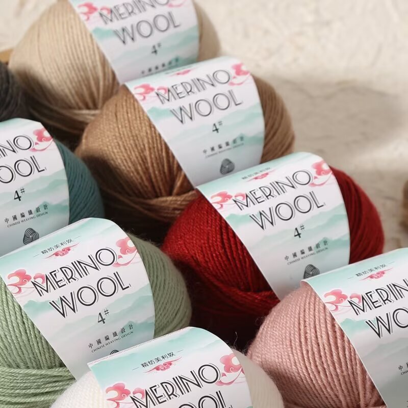 Cross-border Wholesale Merino Worsted Wool 50g Group Hand-knitted Hook Knitted Sweater Hat Scarf Line Full