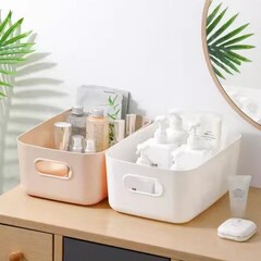 杂物收纳筐化妆品零食桌面宿舍收纳盒家用厨房整理塑料储物盒子