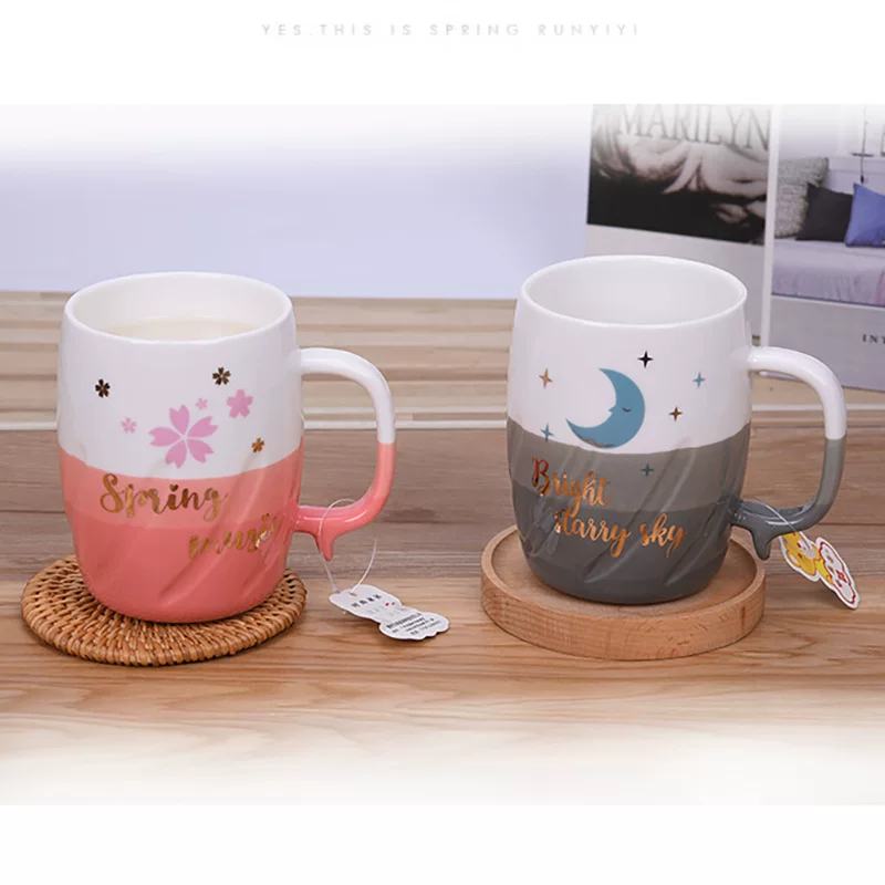 Creative coffee capacious ceramic tea cup for leisure, Nordic style, for beloved