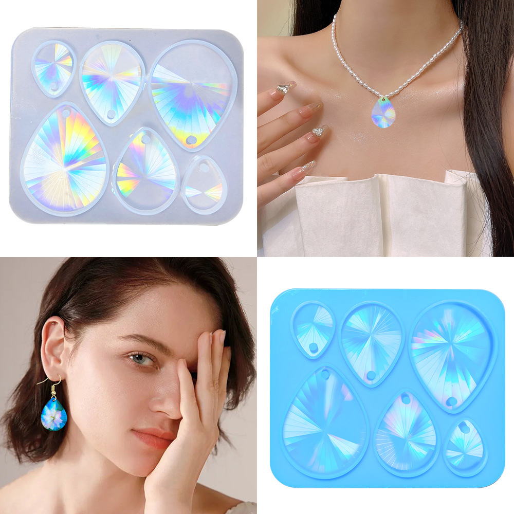 Holographic Earring Resin Mold 全息镭射椭圆水滴耳环组合耳环