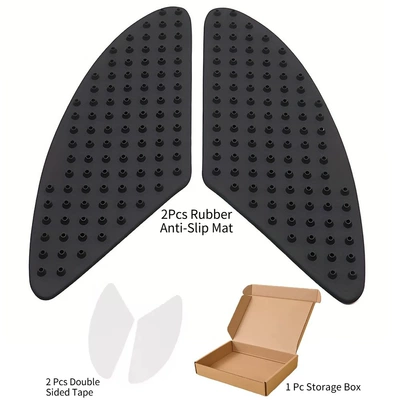 Suitable for Yamaha, Kawasaki, and Honda Motorcycles, Cross-Border Hot-Selling Fuel Tank Anti-Slip Stickers, Heat Insulation Stickers, Side Stickers, Knee Pads (Digər kuzov və aksesuarlar) - black-pair