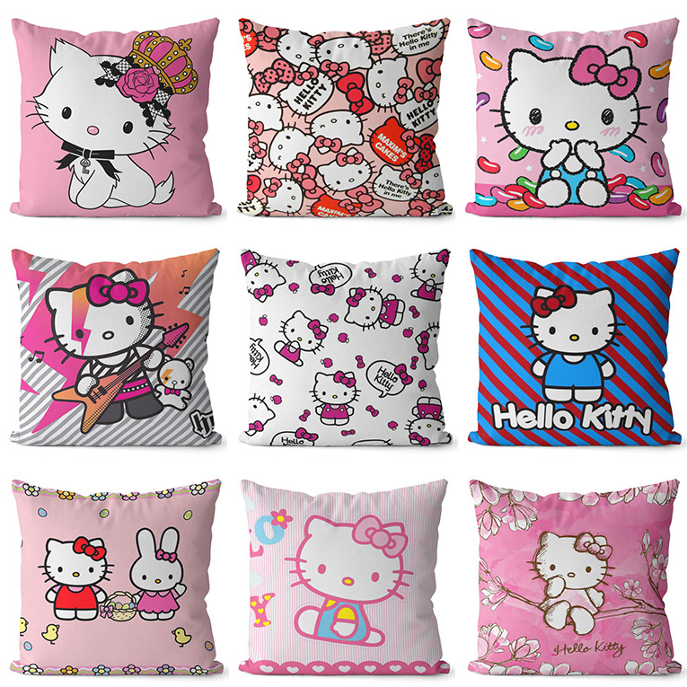Cute Pink Sanrio Hello Kitty Hello Kitty Pillow Sofa Decorative Lumbar Pillow Cushion Square Short Hair
