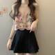 Real Shot Summer New French Vintage Embroidered Crochet Floral Short Sleeve Vest Camisole French Short Outer Wear Top