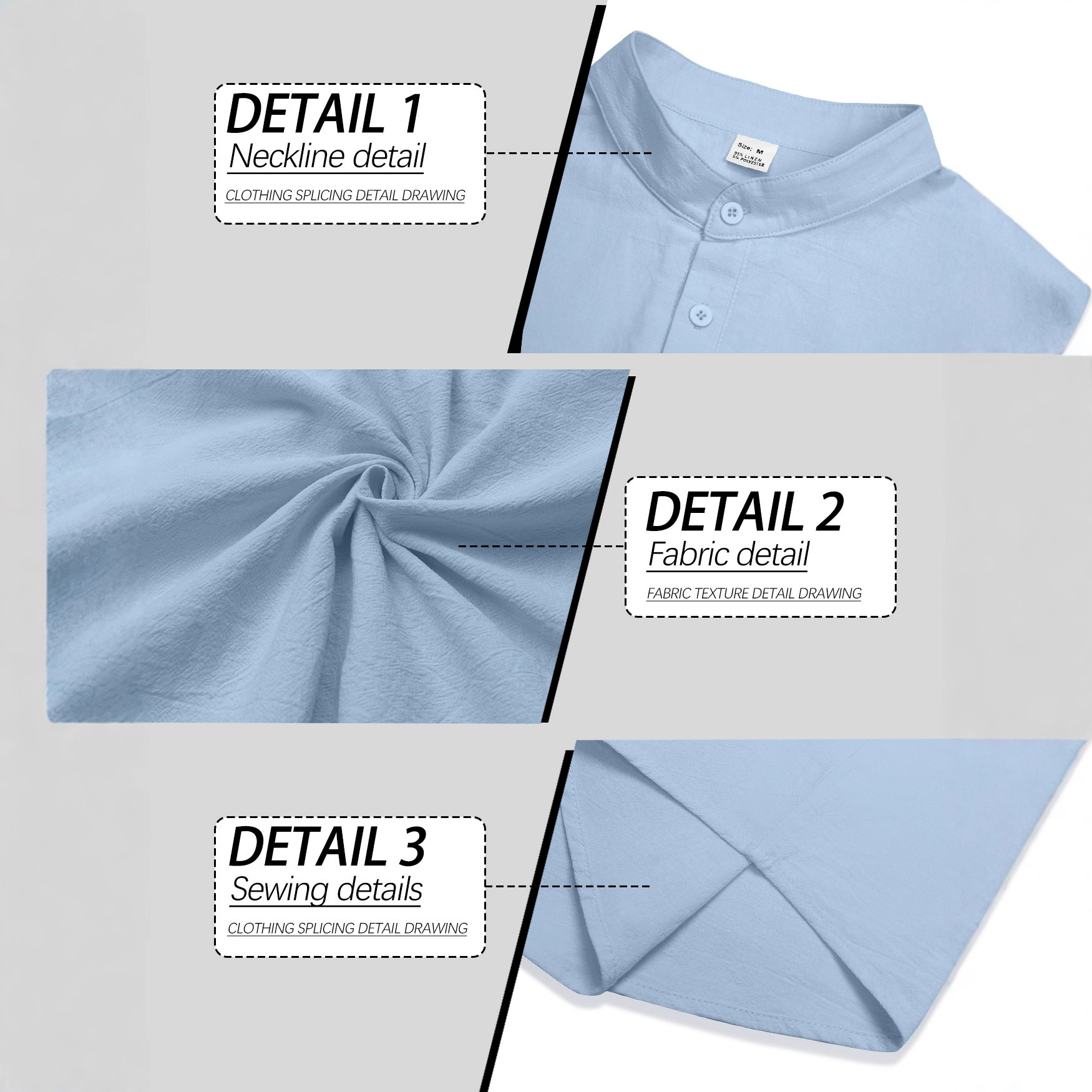 Nuevo comercio exterior de Amazon AliExpress ropa de hombre suelta lino sólido de manga larga camisa de cuello de hombre camisa casual