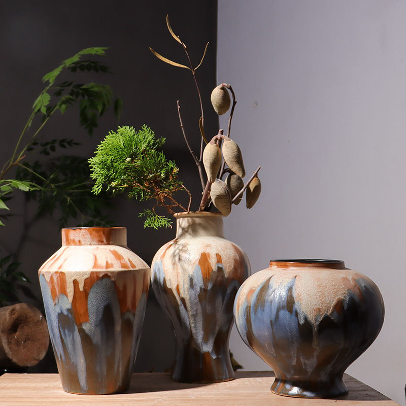 Jingdezhen 세라믹 꽃병 유화 신선한 컷 꽃 새로운 중국 스타일 물꽃 올리기 꽃병 거실 모델 룸 홈 스테이 장식