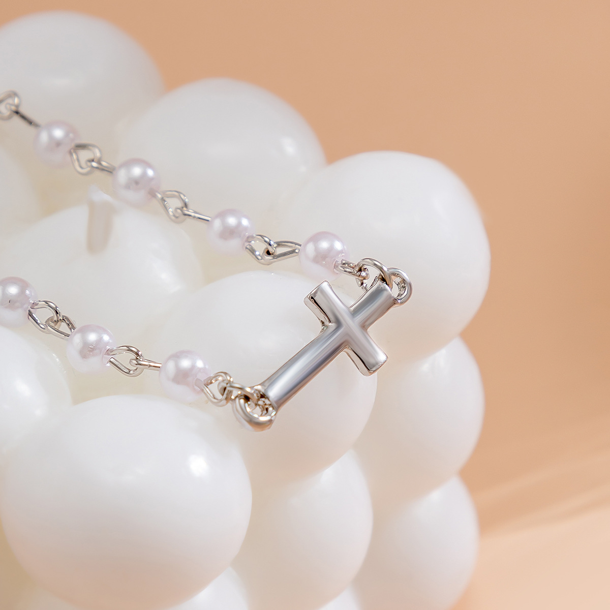 Schmuck Bohemian Blau Dämon Auge Mit Französisch Minimalistischen Kreuz Halskette_voghion.com