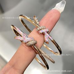 T家新款knot扭绳光面V金高版本手环欧美时尚绳结缠绕手镯厂家直销