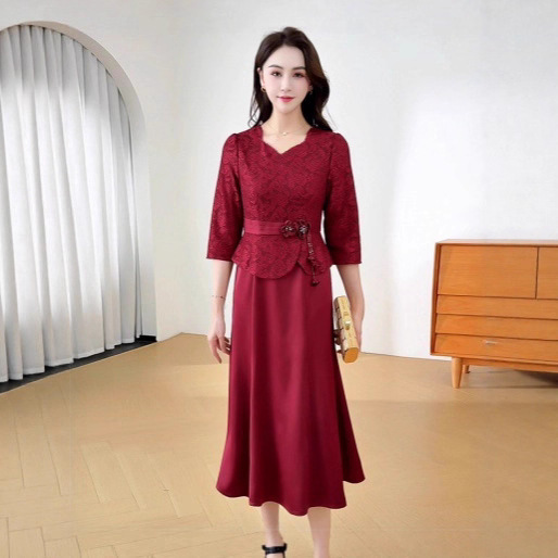 2025 Autumn New Plus Size Elegant Mother's Evening Dress Fashionable Slim Fit Women's Clothing for Mother-In-Law