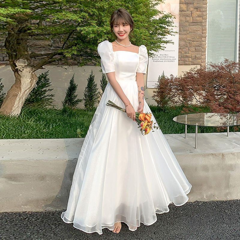 Korean-Style White Princess Light Wedding Dress 2025 Bride French Travel Photography Forest Style Super Fairy Evening Dress Cross-Border Wholesale