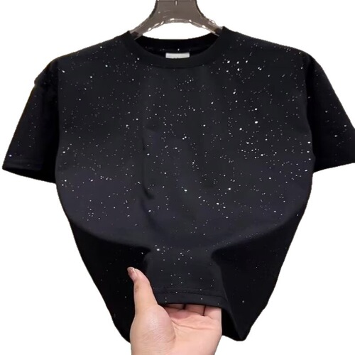 Youth all-match summer American trend fashion brand casual starry sky short-sleeved sequined round collar all-match T-shirt men