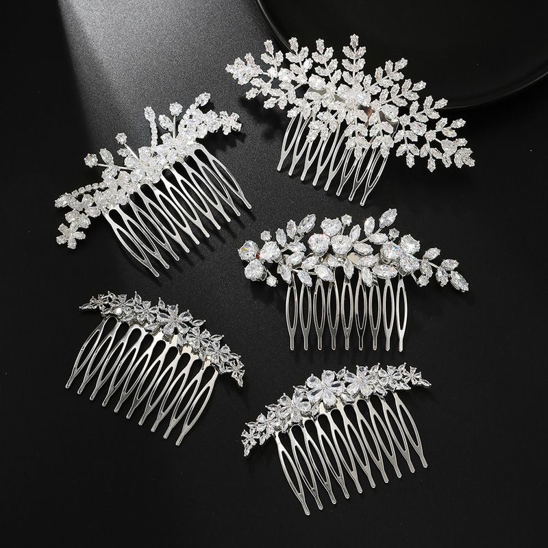 跨境新款欧美韩版新娘发饰批发公主王冠婚礼头饰锆石发梳Haircomb|undefined