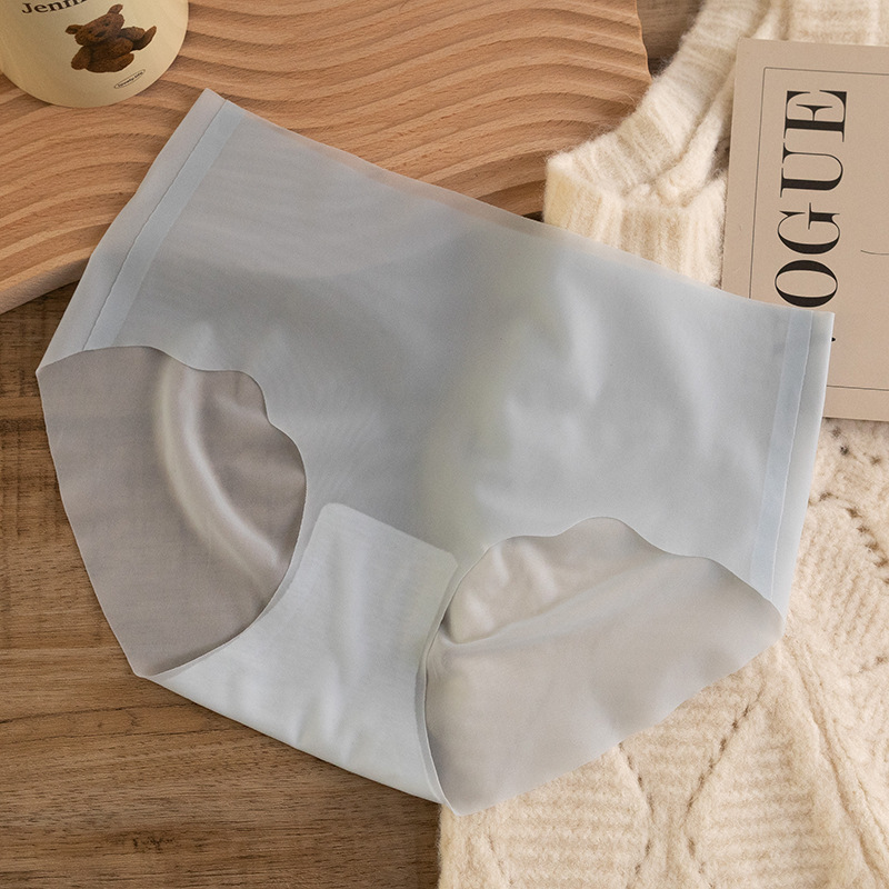 Ropa interior de seda de hielo de algodón antibacteriano entrepierna verano delgada chica sexy media cintura pantalones cortos cabeza ropa interior sin costura