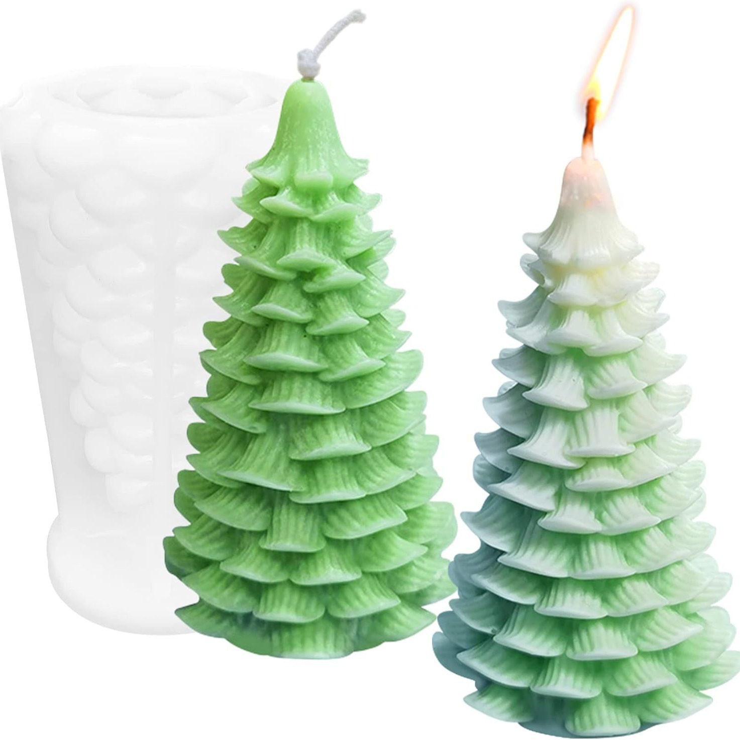 Molde de silicona de vela de árbol de Navidad molde de Yeso de incienso molde manual DIY molde de silicona de árbol de Navidad molde tridimensional image 4