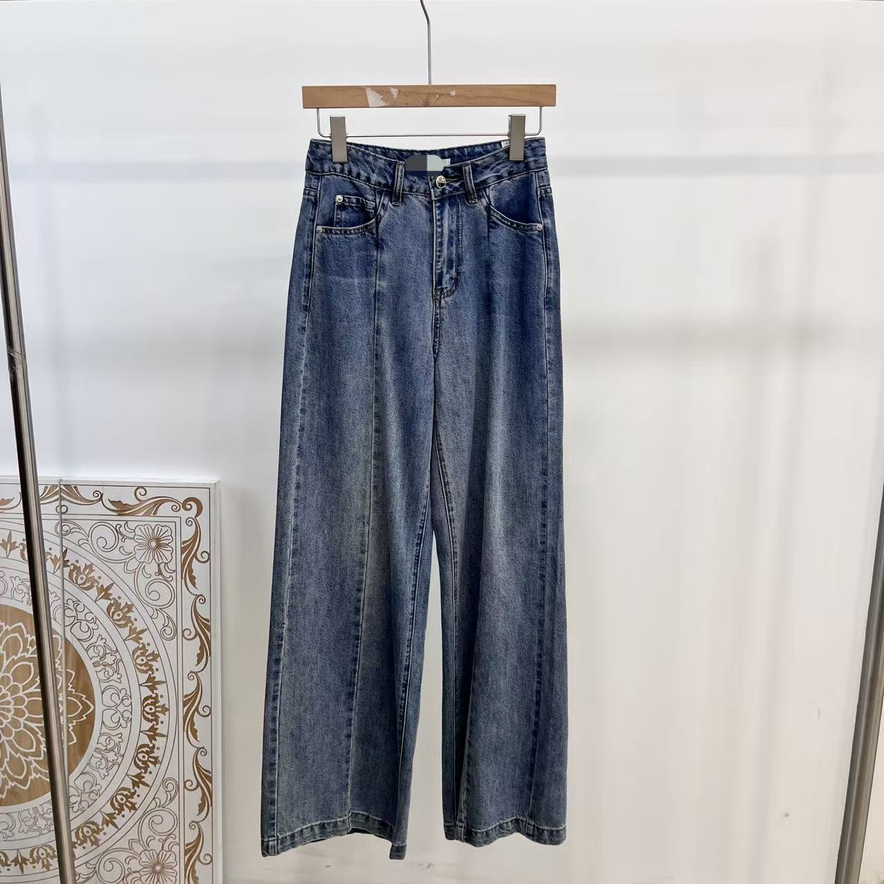 2025 Straight-Leg Jeans Women's Summer Thin Loose High Waist Wide Leg Pants