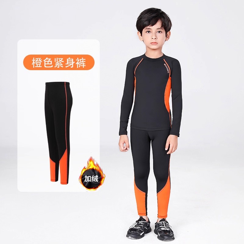 생기 넘치는 오렌지색 기모 레깅스