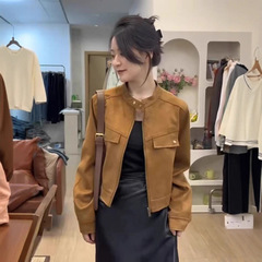 设计感秋冬新款鹿皮绒短款外套女2025爆款外搭小个子夹克上衣女