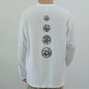 National fashion T-shirt plus size long sleeve men's fashion brand loose fat men's fashion High Street cotton couple wear drop shoulder batch