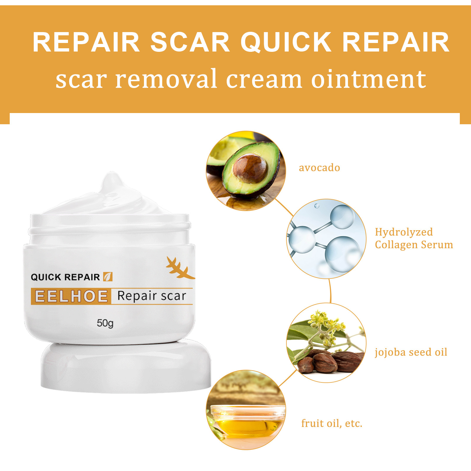 EELHOE Scar Cream Fading Hud Trauma Reparation Forbrænding Forbrænding Fading Cream Kirurgisk reparation Scar Scar Cream_voghion.com