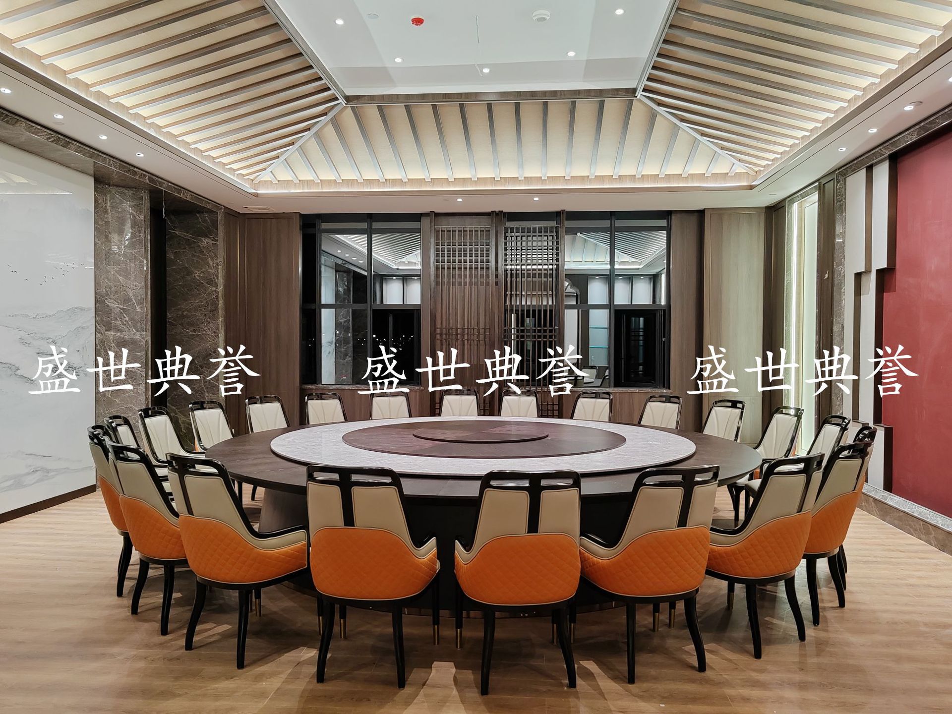 上海五星级酒店实木电动桌椅海鲜姿造轻奢电动桌会所商务宴请圆桌详情8