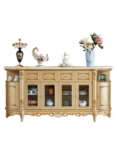 European-style sideboard for home, entryway cabinet, all-wood dining room storage cabinet, wine cabinet, bowl cabinet, living room divider cabinet