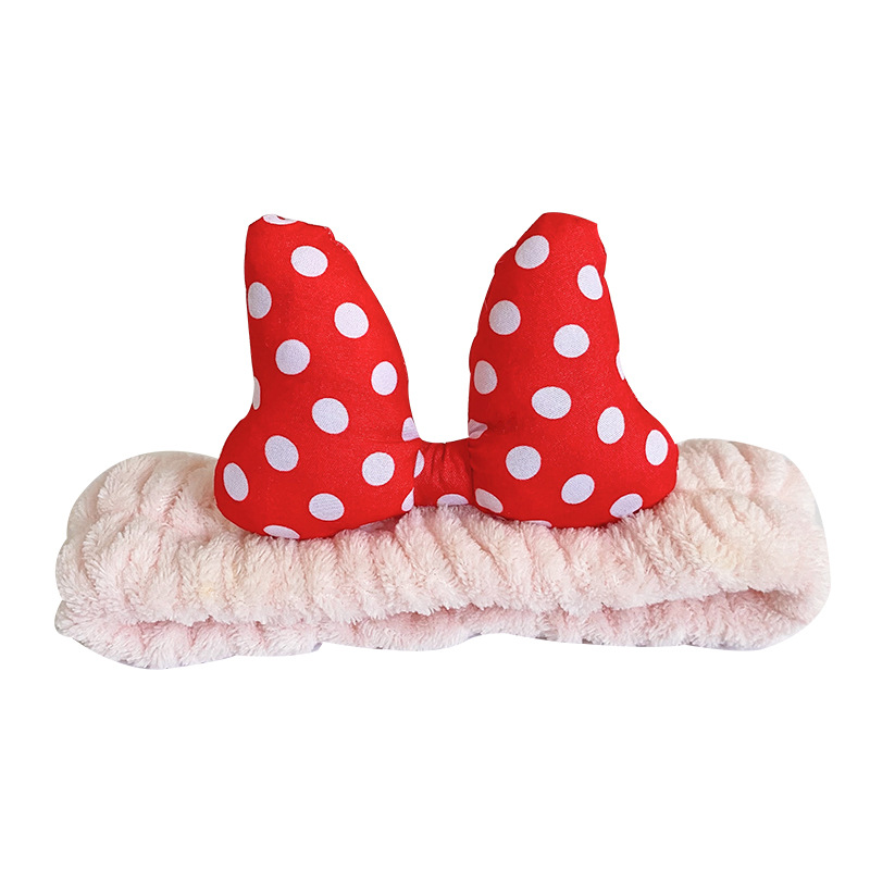 Europea y americana de dibujos animados lindo Polka Dot oversized pelo banda mujeres lavado de belleza banda de pelo invierno removedor de maquillaje accesorios para el pelo